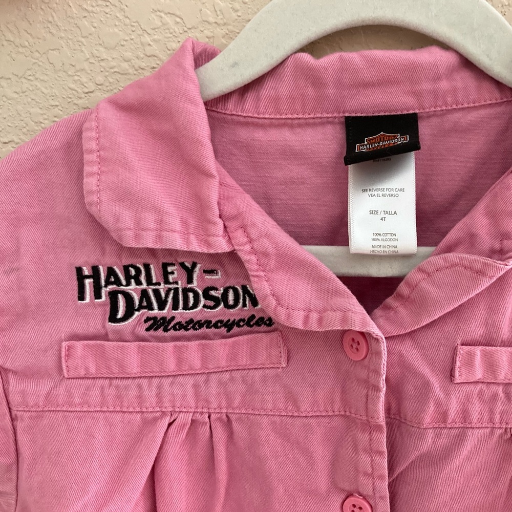 Harley Davidson Pink Button Down Top